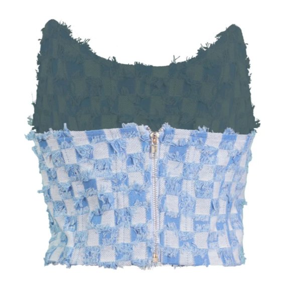 BULLETSHOT DENIM CORSET TOP IN LIGHT WASH - Picture 4 of 4